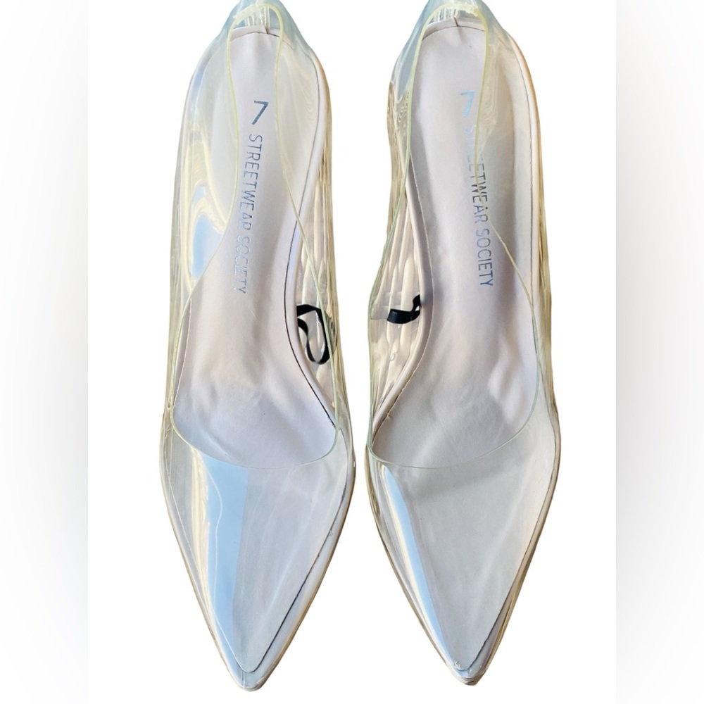 NWT Streetwear Society Transparent Women's Heels Cinderella Heels size 7